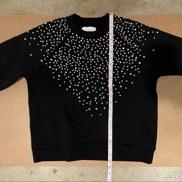 ba&sh Cheek Noir Rhinestone Crewneck Sweatshirt, Black, Size M - Picture 15 of 16